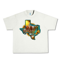 Pistachio Western Texas Map With Longhorn Bull Urban Heavy Tee - RanaPortraitStore