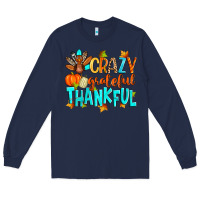 Navy crazy grateful thankful Long Sleeve Tee - Zillion Design Studio