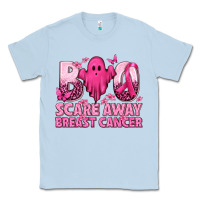 Dusty Blue Boo Scare Away Breast Cancer Classic Tee - texasbilliewilder
