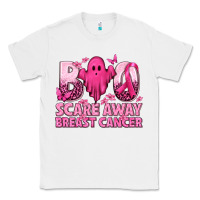 White Boo Scare Away Breast Cancer Classic Tee - texasbilliewilder