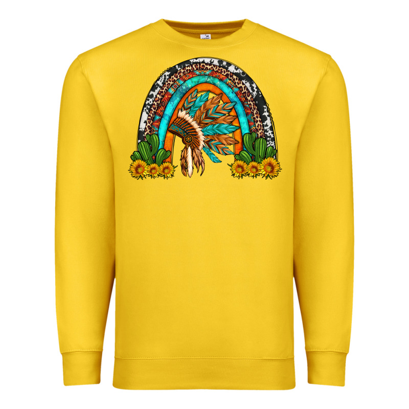 Indian Headdress Cactus And Sunflowers Rainbow Premium Sweatshirt by Artiststas | Teevron