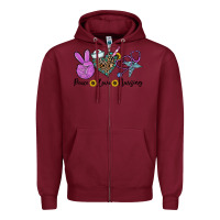 Burgundy peace love nursing Zipper Hoodie - CowhideDigitalArt