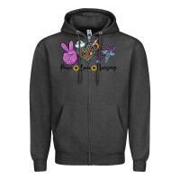 Charcoal Heather peace love nursing Zipper Hoodie - CowhideDigitalArt