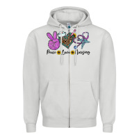 Dove Grey peace love nursing Zipper Hoodie - CowhideDigitalArt