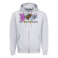 Heather Grey peace love nursing Zipper Hoodie - CowhideDigitalArt