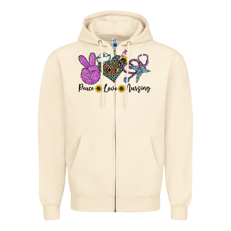 Peace Love Nursing Zipper Hoodie by CowhideDigitalArt | Teevron