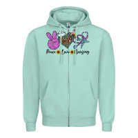 Seafoam peace love nursing Zipper Hoodie - CowhideDigitalArt
