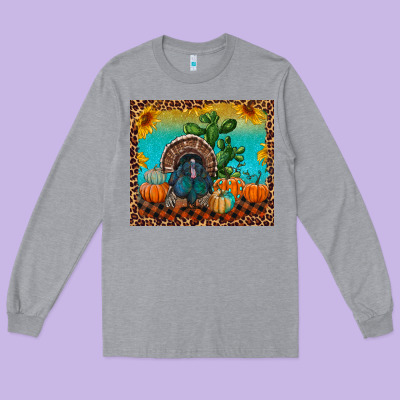 Turkey And Pumpkins Long Sleeve Tee Designed By Ranaportraitstore