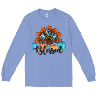Colony Blue thanksgiving turkey pumpkin blessed Long Sleeve Tee - RanaPortraitStore