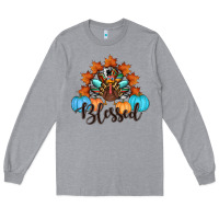 Heather Grey thanksgiving turkey pumpkin blessed Long Sleeve Tee - RanaPortraitStore