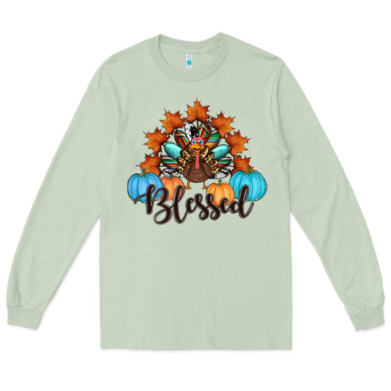Thanksgiving Turkey Pumpkin Blessed Long Sleeve Tee by RanaPortraitStore | Teevron