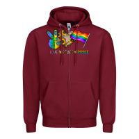 Burgundy peace love pride Zipper Hoodie - CowhideDigitalArt
