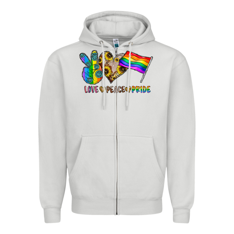 Peace Love Pride Zipper Hoodie by CowhideDigitalArt | Teevron