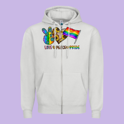 Peace Love Pride Zipper Hoodie Designed By Cowhidedigitalart