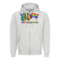Dove Grey peace love pride Zipper Hoodie - CowhideDigitalArt