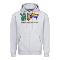 Heather Grey peace love pride Zipper Hoodie - CowhideDigitalArt