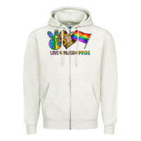 Oatmeal Heather peace love pride Zipper Hoodie - CowhideDigitalArt
