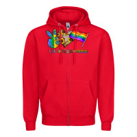 Red peace love pride Zipper Hoodie - CowhideDigitalArt