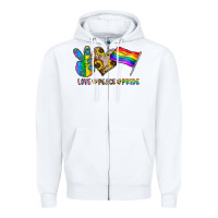 White peace love pride Zipper Hoodie - CowhideDigitalArt