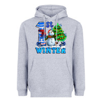 Heather Grey first winter with snowman Heavyweight Hoodie - AdoDesignShop