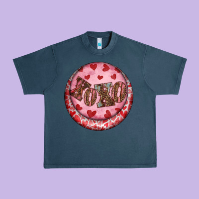 Western Valentine's Day Xoxo Round Earrings Urban Heavy Tee Designed By Ranaportraitstore