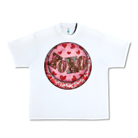 White Western valentine's day xoxo round earrings Urban Heavy Tee - RanaPortraitStore