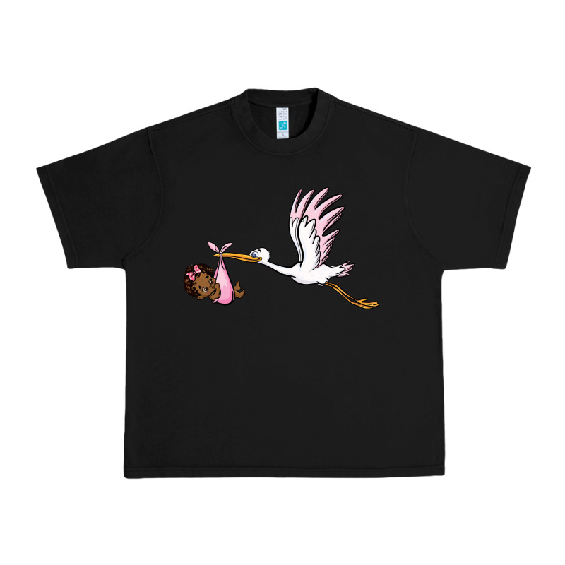 Stork With Black Baby Girl Urban Heavy Tee by BarkalooDesign | Teevron