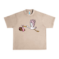 French Oak stork with black baby girl Urban Heavy Tee - BarkalooDesign