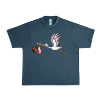 Midnight Navy stork with black baby girl Urban Heavy Tee - BarkalooDesign