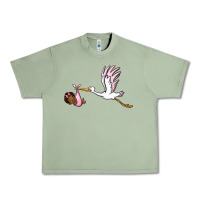 Oil Green stork with black baby girl Urban Heavy Tee - BarkalooDesign