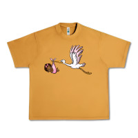 Peanut Butter stork with black baby girl Urban Heavy Tee - BarkalooDesign