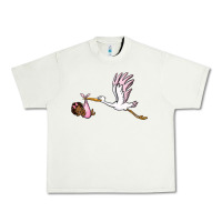 Pistachio stork with black baby girl Urban Heavy Tee - BarkalooDesign