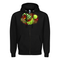 Black Tennis Christmas With Racket And Hat Zipper Hoodie - FaDigitalArtStudio