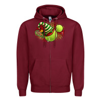 Burgundy Tennis Christmas With Racket And Hat Zipper Hoodie - FaDigitalArtStudio