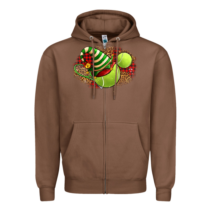 Tennis Christmas With Racket And Hat Zipper Hoodie by FaDigitalArtStudio | Teevron