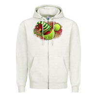 Oatmeal Heather Tennis Christmas With Racket And Hat Zipper Hoodie - FaDigitalArtStudio