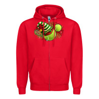 Red Tennis Christmas With Racket And Hat Zipper Hoodie - FaDigitalArtStudio