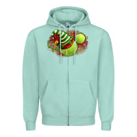 Seafoam Tennis Christmas With Racket And Hat Zipper Hoodie - FaDigitalArtStudio