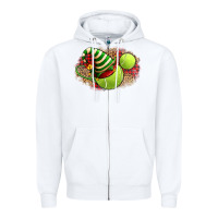 White Tennis Christmas With Racket And Hat Zipper Hoodie - FaDigitalArtStudio