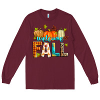 Burgundy welcome fall Long Sleeve Tee - Zillion Design Studio