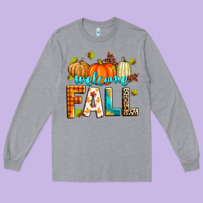 Welcome Fall Long Sleeve Tee Designed By Zillion Design Studio
