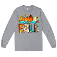 Heather Grey welcome fall Long Sleeve Tee - Zillion Design Studio