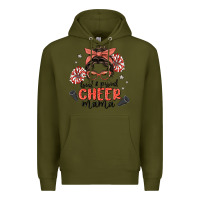 Army Green loud&proud mama messy bun Premium Hoodie - MaliasSmallBusiness