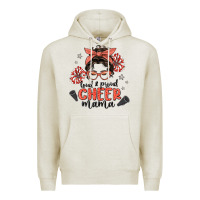 Oatmeal Heather loud&proud mama messy bun Premium Hoodie - MaliasSmallBusiness