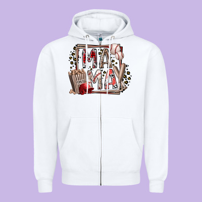 Mama Baseball Zipper Hoodie Designed By Racoondesign