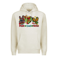 Oatmeal Heather peace love fiesta ado Premium Hoodie - AdoDesignShop