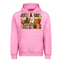 Fuchsia Pink just a girl who loves christmas Urban Hoodie - MaliasSmallBusiness