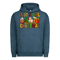 Pigment Midnight Navy just a girl who loves christmas Urban Hoodie - MaliasSmallBusiness