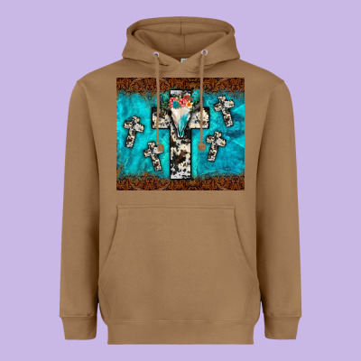 Bull Skull Cross Tumbler Heavyweight Hoodie Designed By Jahusdesignshop