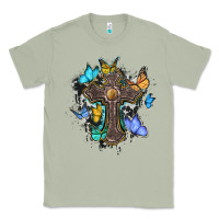 Matcha cross with butterflies cowhide background Classic Tee - BarkalooDesign